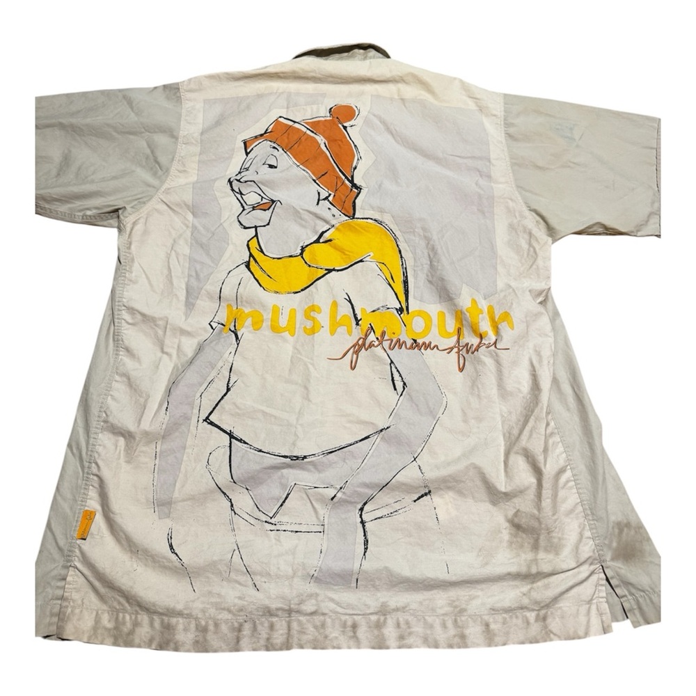 FUBU Platinum Mushmouth Graphic Cream Shirt Button Up